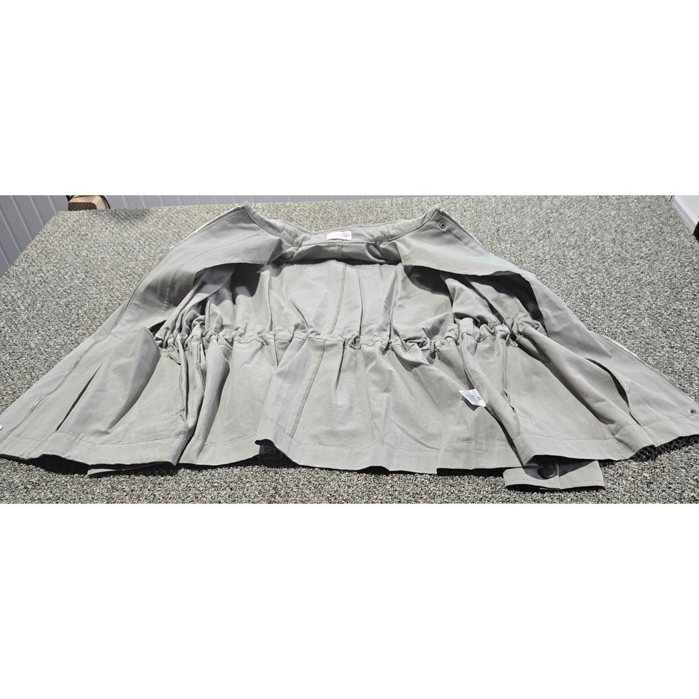 Pink Lily Sage Green Drawstring Utility Jacket 100% Cotton Womenn'sXS - Picture 11 of 15